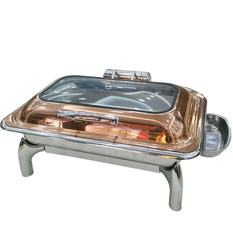 

Thickened Rose Gold Buffet Furnace Electric Heating Square Insulation Furnace Stainless Steel Hotel Breakfast