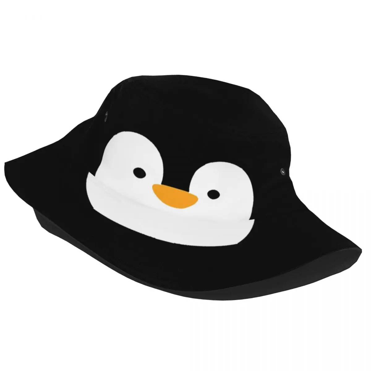 Street Cute Penguin Face Bucket Hats Unisex Packable Hiking Cartoon Animal Fishing Cap Vocation Getaway Headwear Panama Hat