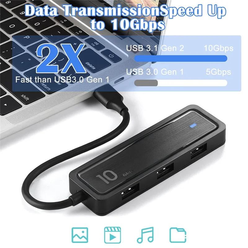 10Gbps Type C to USB 3.2 Adapter Portable Fast Transmission 6 in 1 Reusable Hub Presentation Lecture Converter