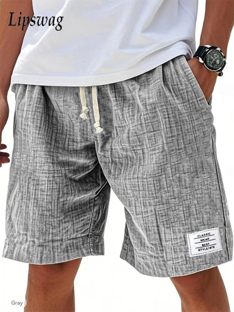 

Fashionable Mens Solid Color Loose Shorts 2026 Spring Summer Outdoor Casual Drawstring Straight Shorts Men Daily Leisure Shorts