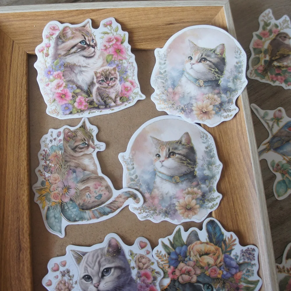 

28pcs Gold Cat Rabbits Squirrels and Birds in The Forest Style Paper Sticker Scrapbooking DIY Gift Packing Label Decoration Tag