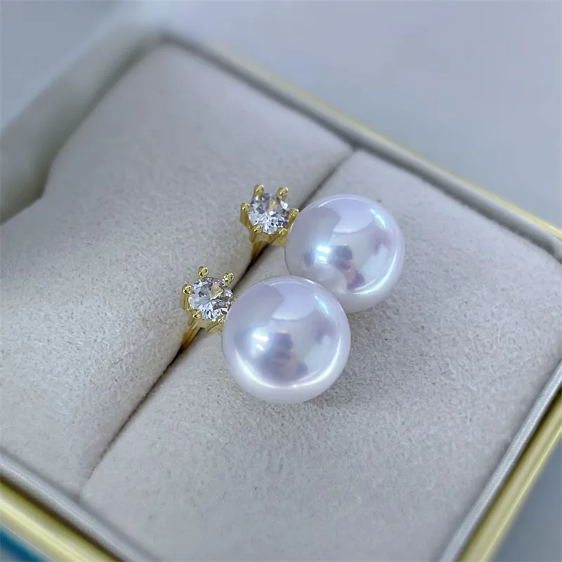 hot new AAA+++ 6-7mm 7-8mm 8-9mm Gorgeous akoya White round pearl earring 925s