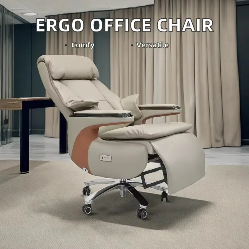 High Back Executive Office Chair Adjustable Headrest Comfortable Waist Support PU Leather Boss Swivel Chair Modern
