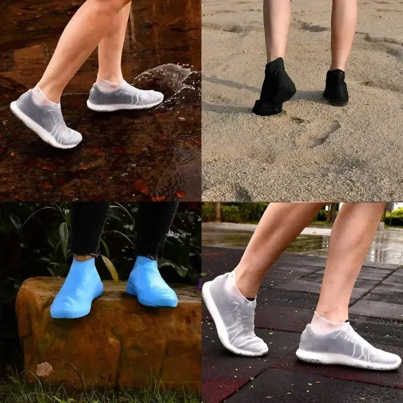 Wasserdichter, rutschfester Silikonschuh, hochelastisch, verschleißfest, Unisex-Regenstiefel für regnerische Tage im Freien, wiederverwendbarer Schuhüberzug – Detail 7
