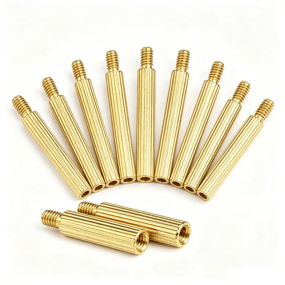 100Pcs M2 M2.5 Brass Knurled Standoffs, Male Female Thread Pillar Hollow PCB Spacer Screw Nut for Circuit Board Mount
