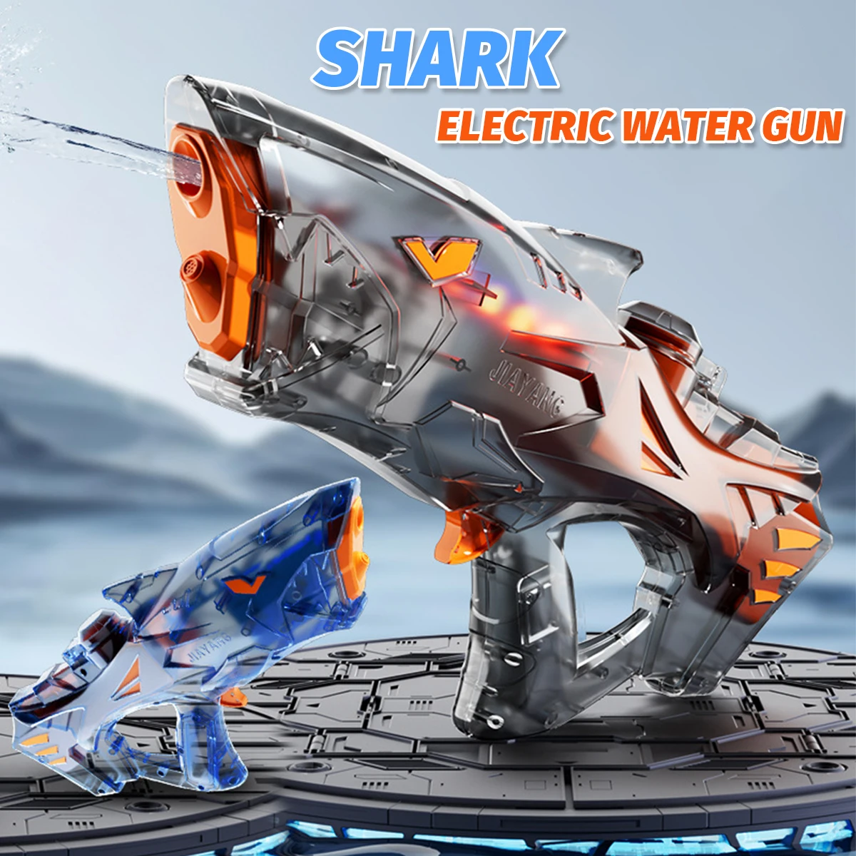 

New Electric Burst Water Gun Large Capacity Light Water Spray Shark Watergun for Outdoor Beach Swimming Pool Children's Gift