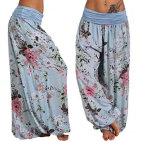 European and American women's clothing long style harem pants digital print long style wide leg pants casual pants plus size - Image 3