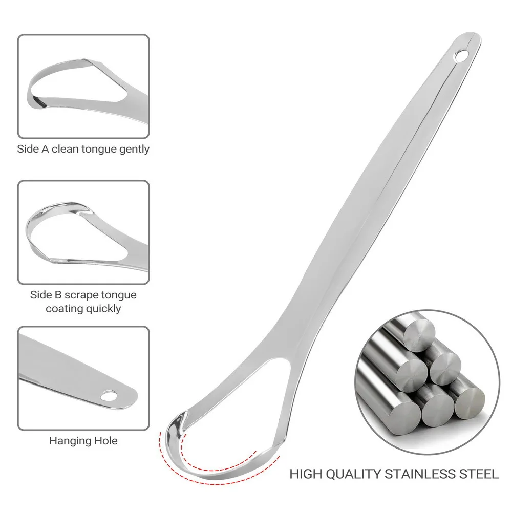 3 PCS Metal Tongue Scrapers for Adults Portable Stainless Steel U-shaped Tongue Scrappers Cleaner Remove Bad Breath Oral Care