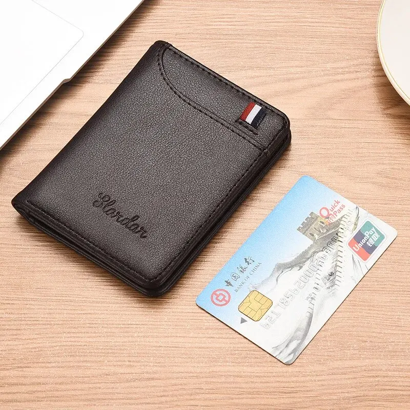 Ultra Thin Men\'s Wallet Vertical Multi Card Holder Small Slim Wallets Driver\'s License Youth Mini Student Card Case Bag