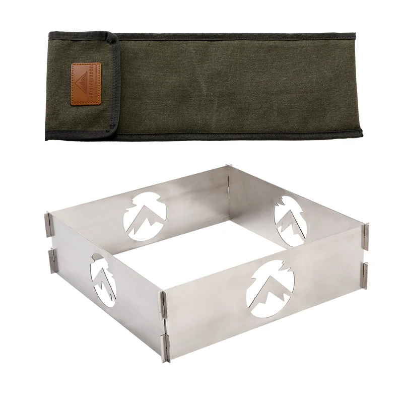 

Campingmoon Custom Portable Bonfire Camping BBQ Fire Grill Camping Stainless Steel Foldable Burning Fire Grill