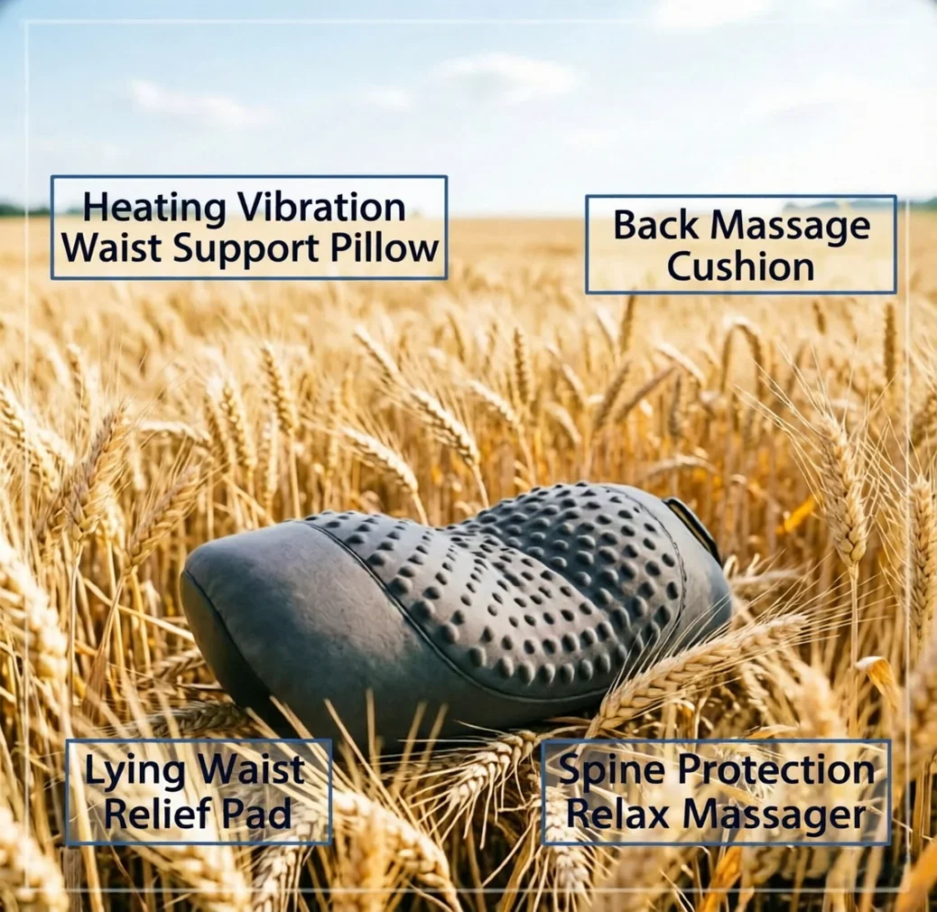 

Heating Vibration Waist Support Pillow Back Massage Cushion Lying Waist Relief Pad Spine Protection Relax Massager
