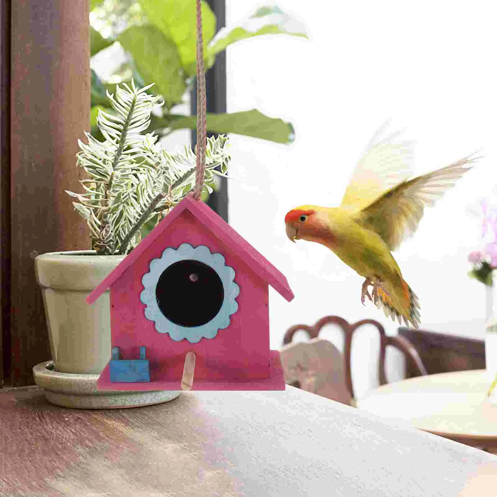 Wooden Bird House Nest Feeder Feeders for Outdoors Decorative Birdhouses outside The Bird's Hanging