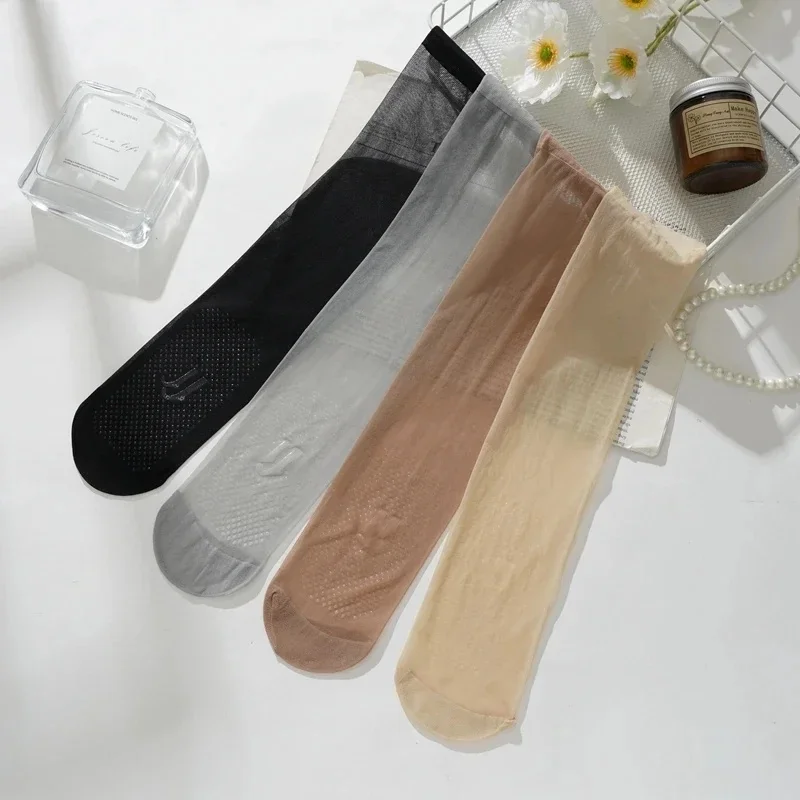 5/10Pairs Women Ultra-thin Nylon Stockings Transparent Elasticity Ladies Knee Socks Summer Long Socks for Girls Stocking
