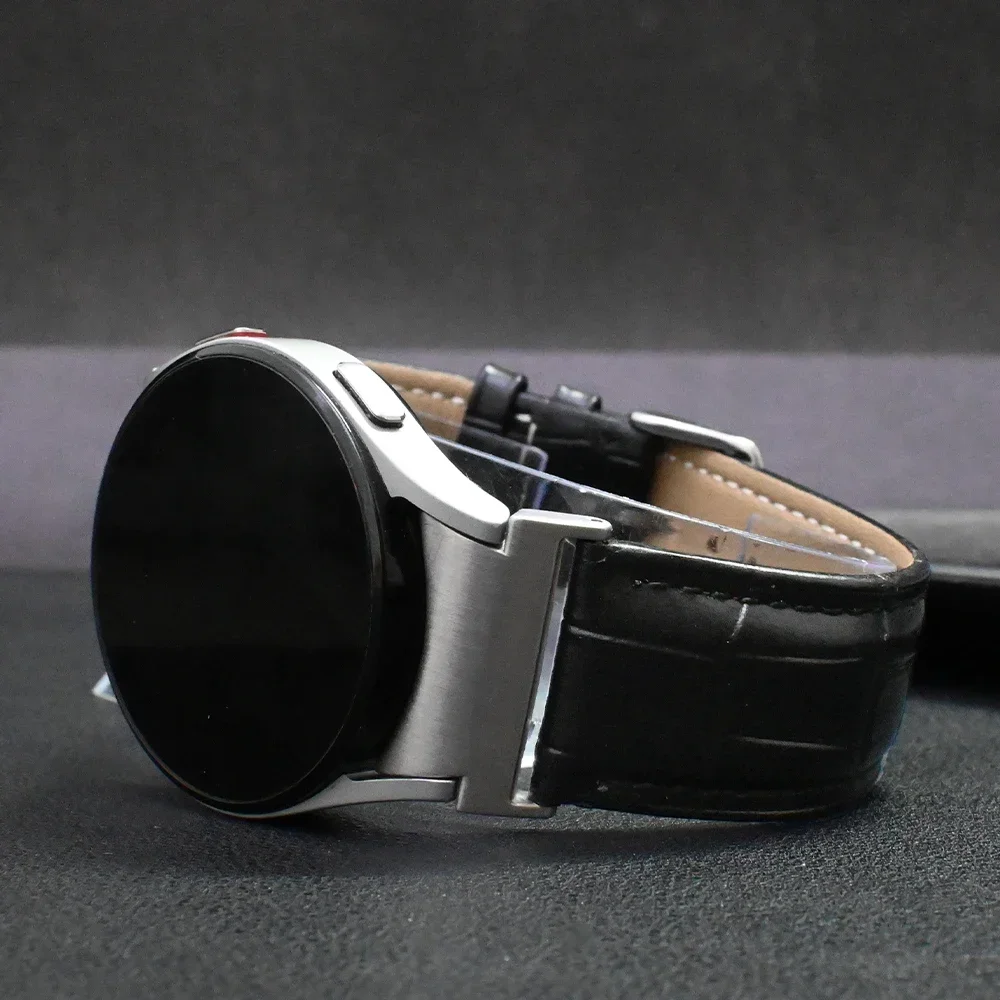 Pulseira de Couro para Samsung Galaxy Watch, Ajuste Rápido, Correia Sem Lacunas, Band, 6, 4, 5 Pro, Clássico, 47, 43mm, 6, 4, 40mm, 44mm, 45 milímetros