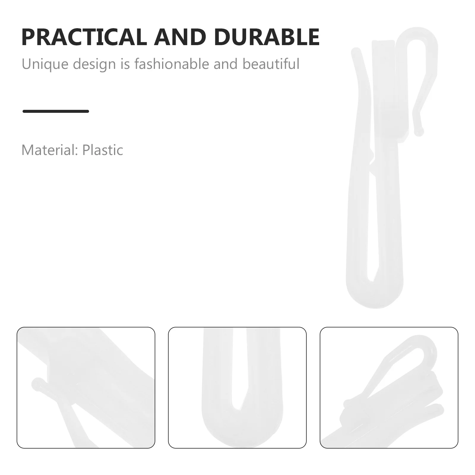 

300Pcs Curtain Adjusting Hooks Plastic Curtain Hooks for Bedroom Kitchen Bathroom Home Use Plastic Hook