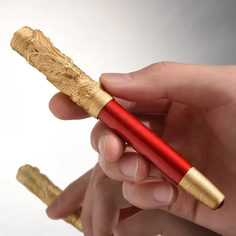 Hongdian Dragon Year Limited A24 Fountain Pen F Nib 3D Dragon Stereoscopic Carving High End Gift Pen For Writing Office Supplies