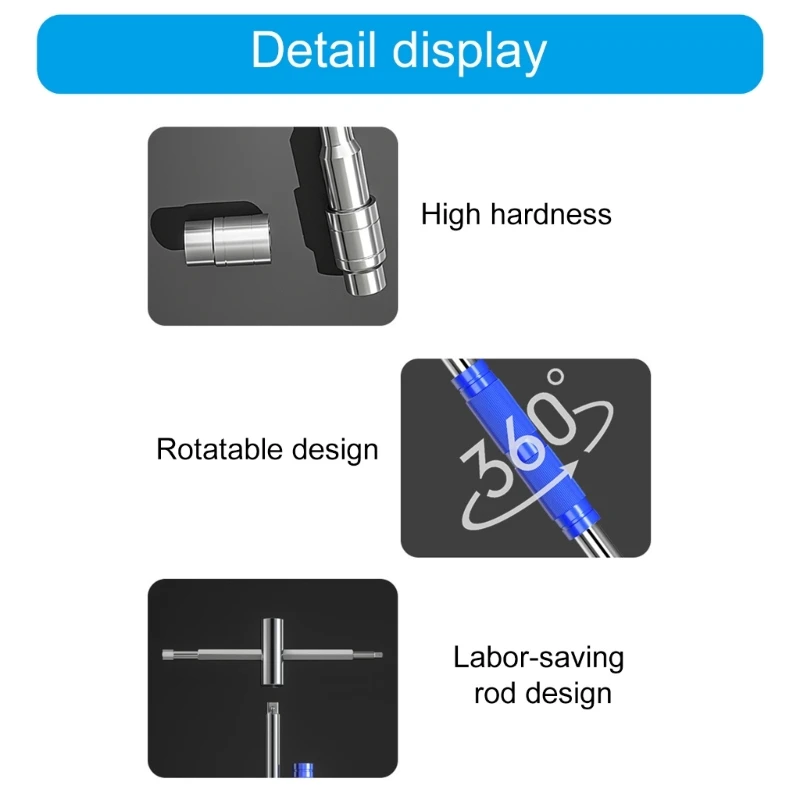 

3 Function Rotating T Handle Tool Sliding Extension Levers For Socket Set