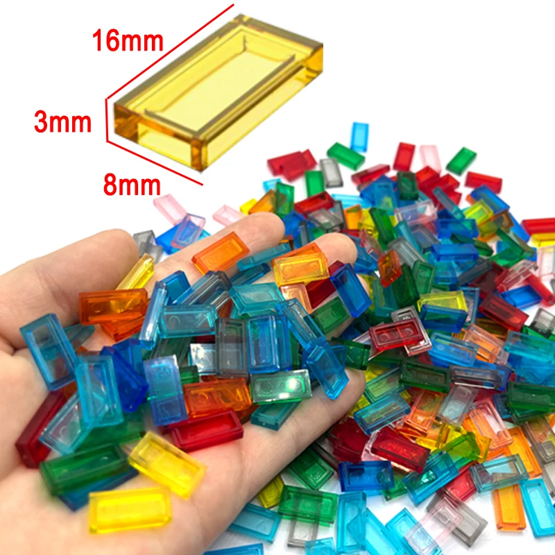 Transparent Tile1x2 Building Block MOC Parts Colorful Brick Toys For Pixel Art Children Creative Compatible 3069 300pcs/Lot