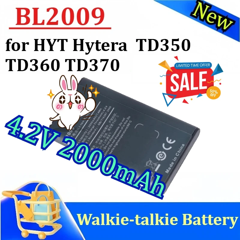 

Новый аккумулятор для рации HYT Hytera BL2009 TD350 TD360 TD370, 4,2 В, 2000 мАч