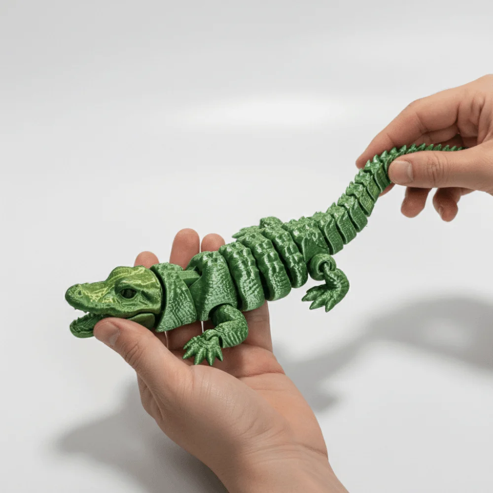 Creative 3D Printed Simulation Crocodile Model Moveable Lifelike Crocodile Figure Model Articulated Multi-joint