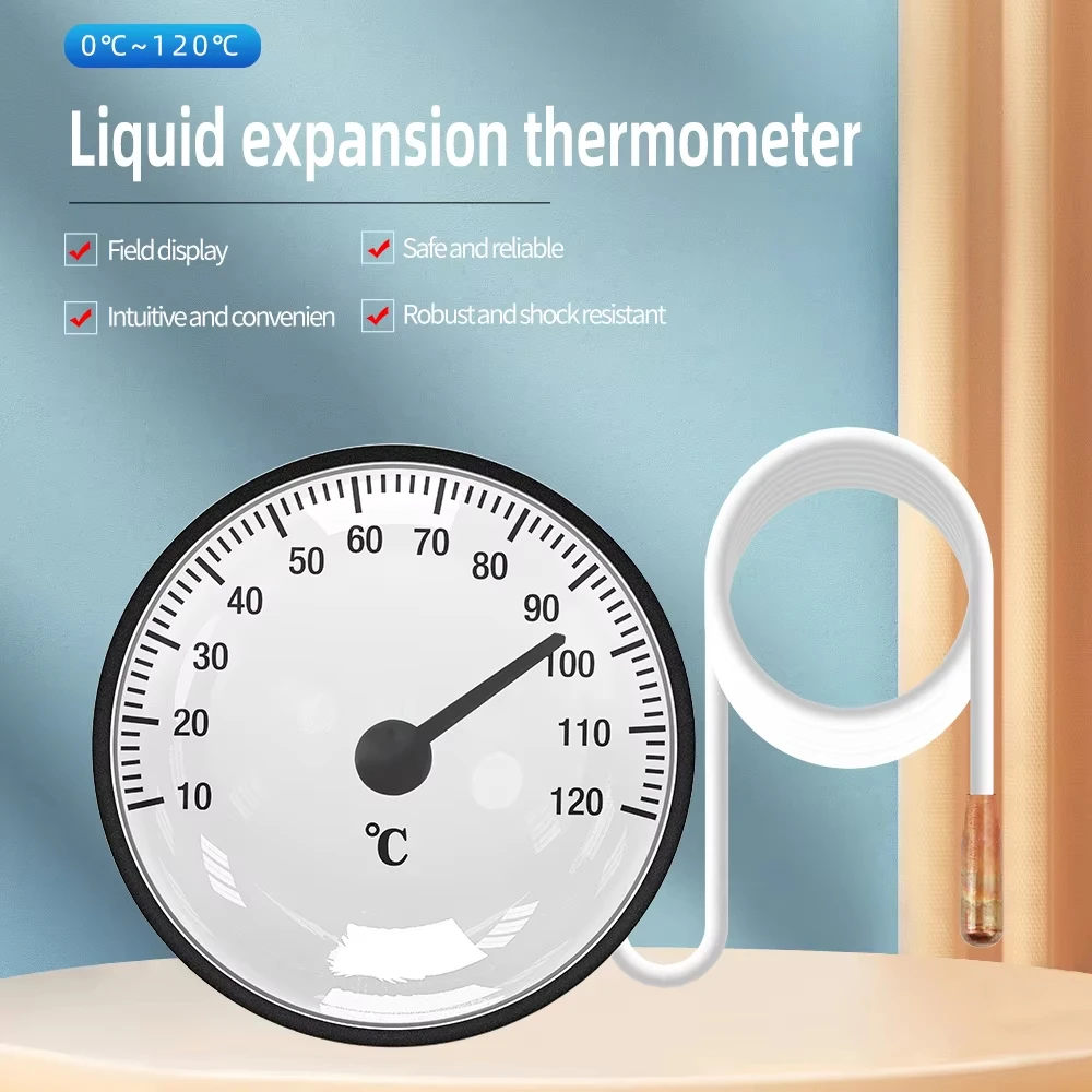 Water & Oil Capillary Dial Thermometer, 1.44m Sensor Temperature Gauge, Range -40℃ to 40℃ or 0℃ to 120℃