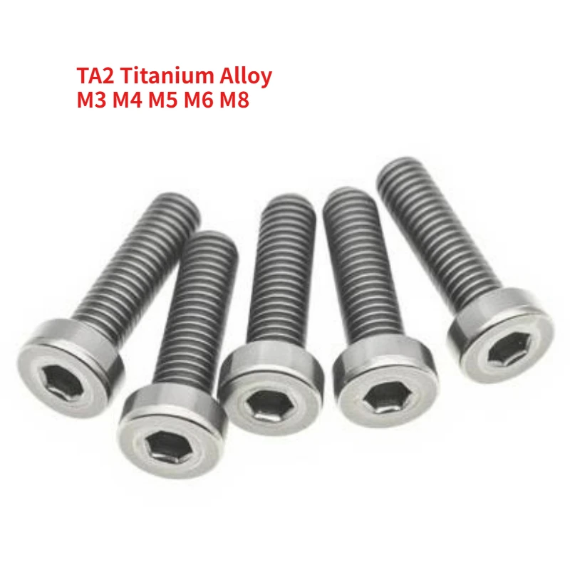 10pcs TA2 Titanium Alloy Thin Head Hexagon Socket Screw DIN7984 Low Head Extended Bolt M3 M4 M5 M6 M8 Thread Length 4mm-45mm