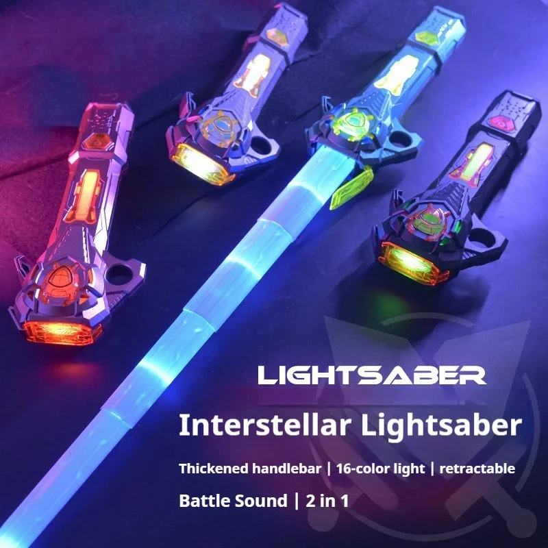 Become A Space Warrior with The 63cm Laser Sword Toy - 2-in-1 Telescopic Design and 16 Colors Rgb Lightsabers Children's Toys