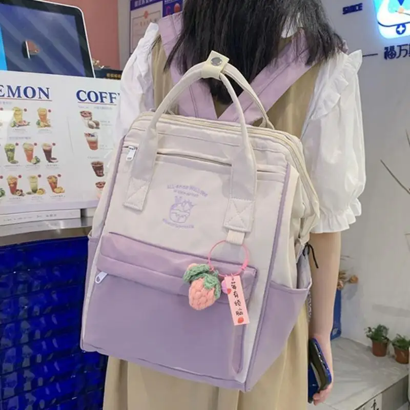 

D46D Large Capacity Backpack for Women Girl Colorblock Backpack Simple Casual Daypack