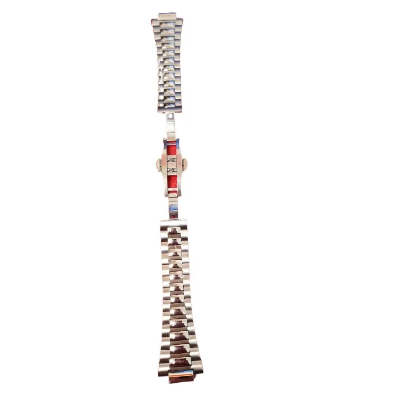 For T137 Stainless Steel Strap 12mm Stainless Steel Watch Chain Men's Double Snap Buckle Three Beads Sports
