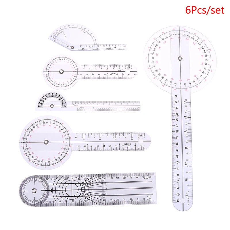 6Pcs/set Goniometer Joint Ruler Orthopedics Angle Rule Spinal Finger Angle Ruler-New