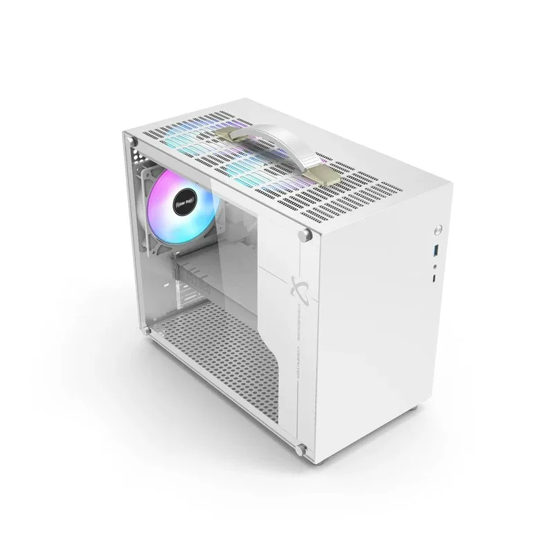 X100 Desktop Air-cooled Chassis All-aluminum Side-through Tempered Glass MATX Portable Mini Chassis