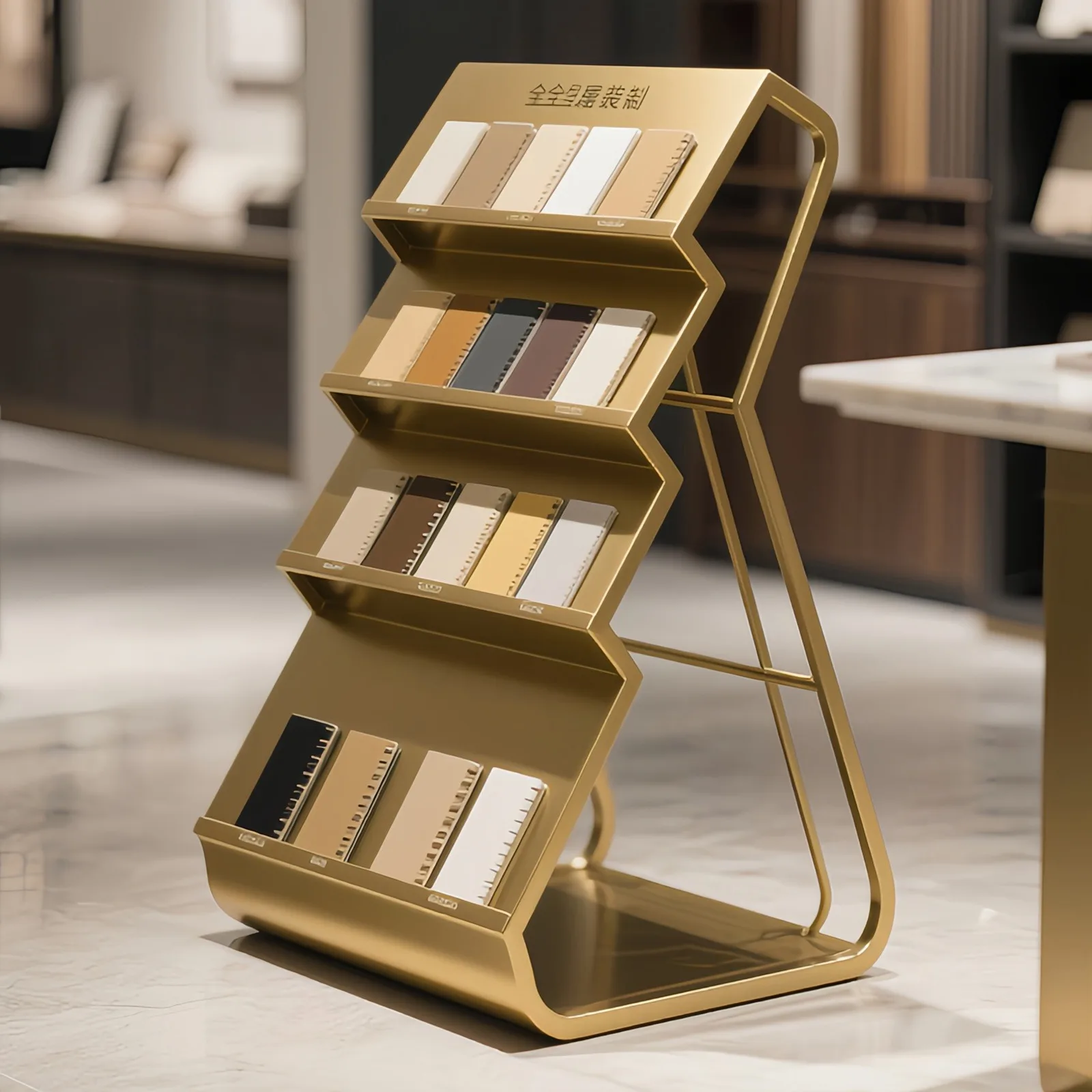 

Tile rack display swatch color card wood grain board quartz stone marble sample display stand glass sample display stand