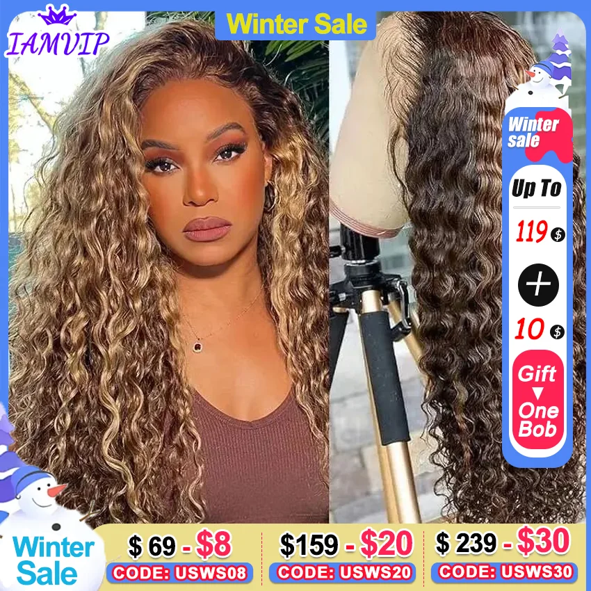 Highlight Deep Wave Frontal Wig 13x6 Hd Lace Brown Lace Front Human Hair Wigs 13x4 Glueless Wig Human Hair Ready To Wear Choice