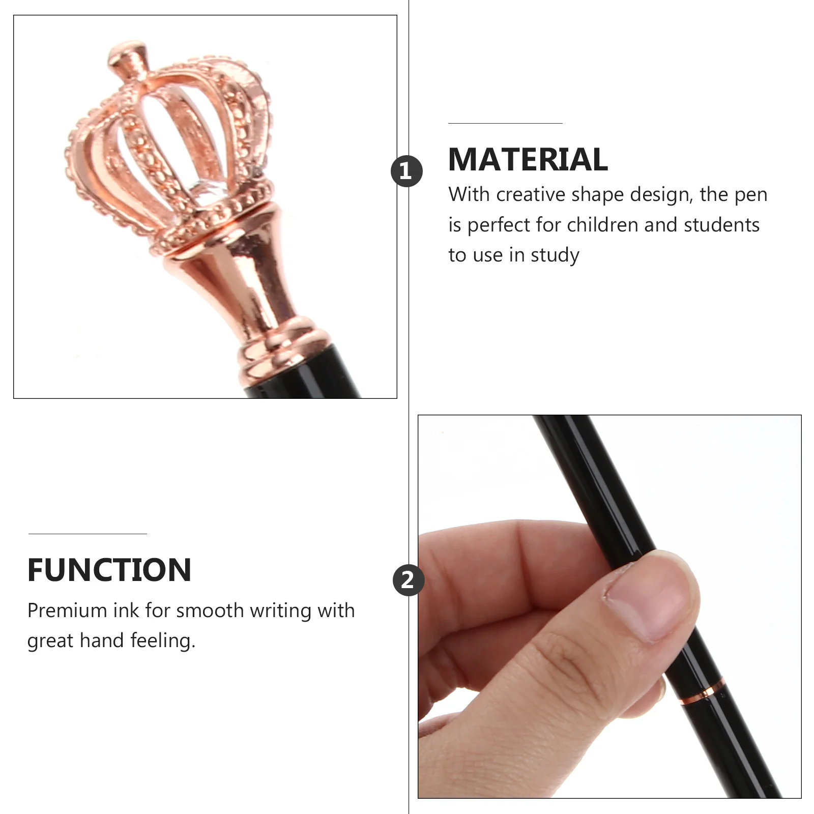 

4pcs Metal Pen Crown Creative Ink Pens For Gel Pen Crown Students School Supplies Black Electroplated Gold Silver