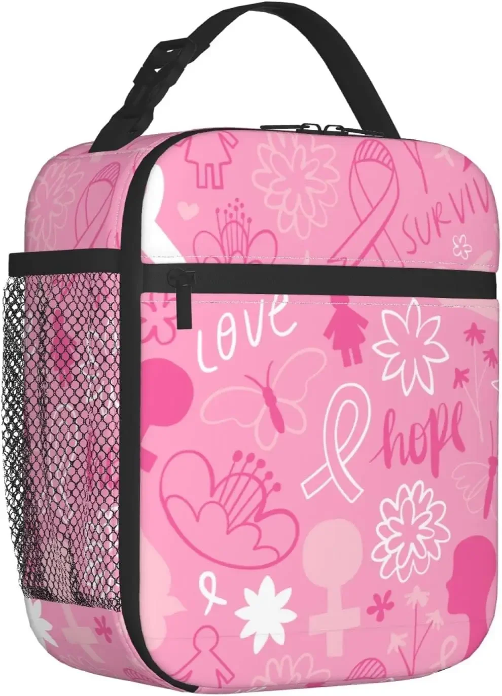 Lunch Bag Men Women Breast Cancer Awareness Lunch Bags Reusable Insulated Thermal Lunch Box Portable Tote Bag Cooler Picnic Bag