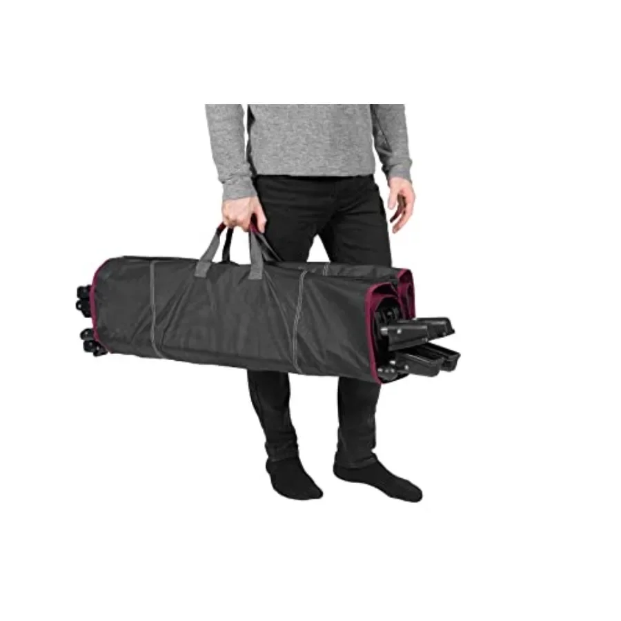 Portable folding metal-framed hammock with retractable canopy for camping, patio, and outdoor use; red color; includes side poc