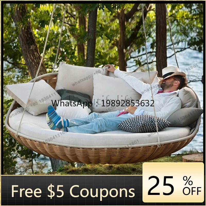 FF Outdoor Balcony Hanging Basket Hanging Chair Indoor Household Rattan Swing Single Double Cradle Chair Sleeping Hammock
