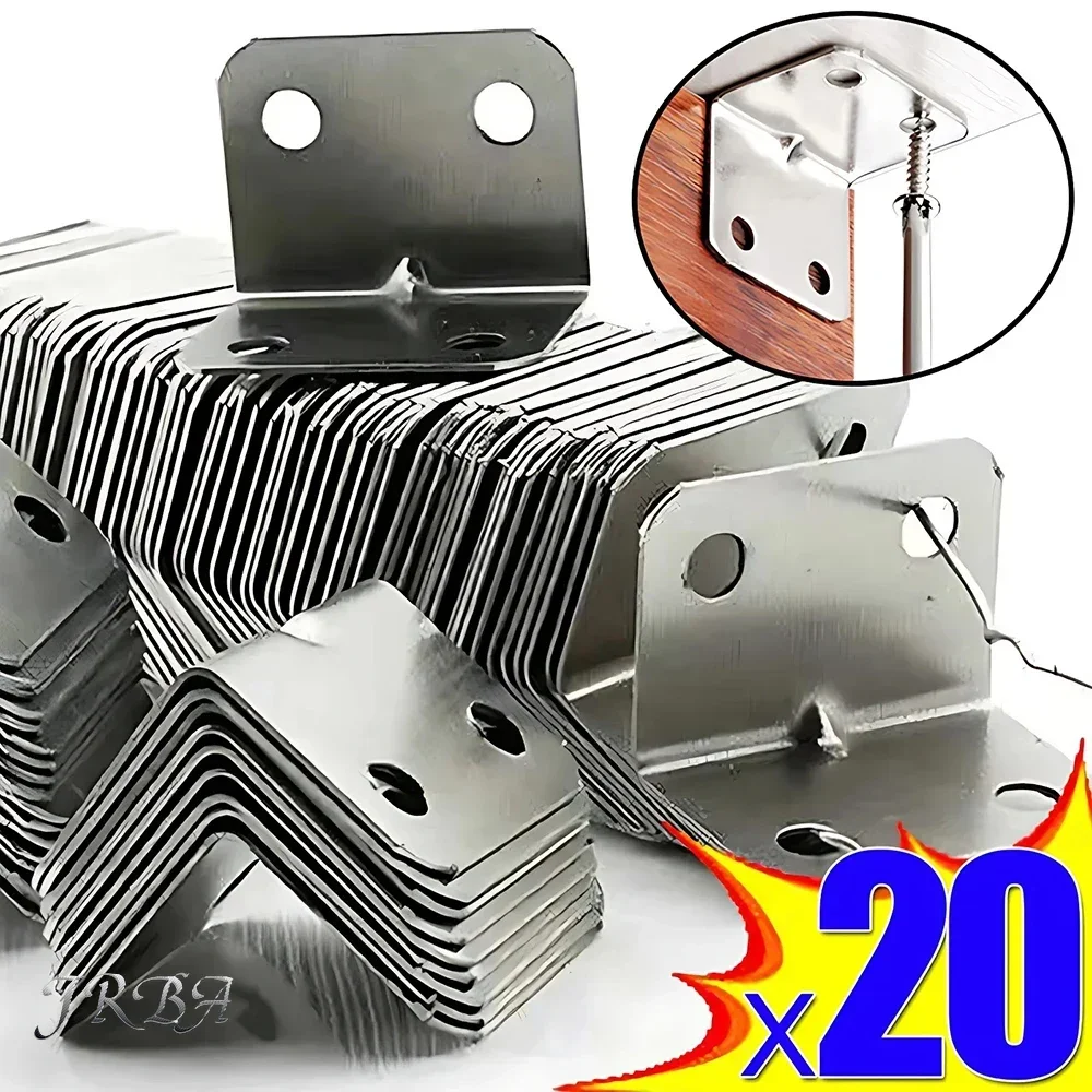 20pcs Angle Iron Board Table, Chair, Cabinet, Wardrobe, Fixed Connector, 90-degree Angle Iron Plate Bracket