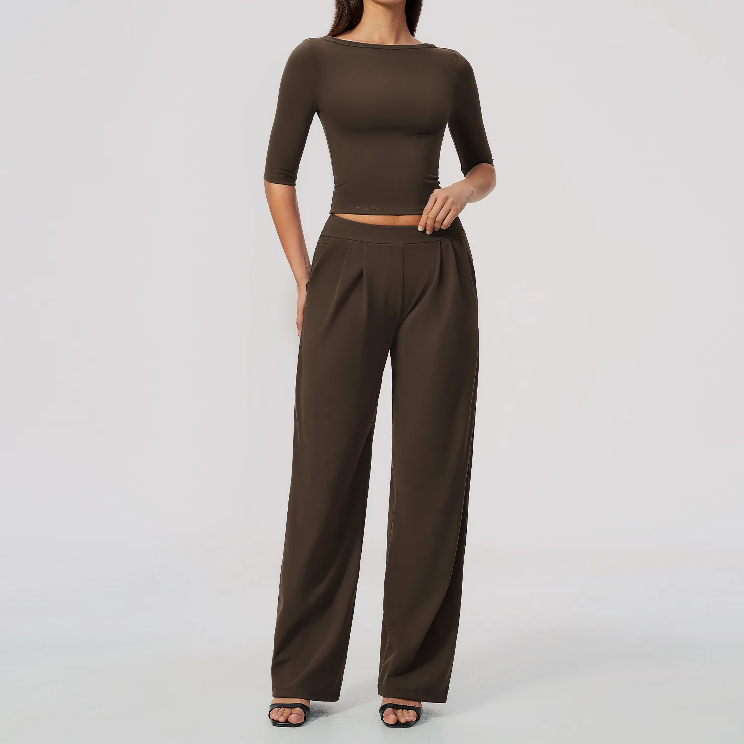 soisou-nylon-yoga-set-2pcs-middle-sleeve-top-gym-fitness-shirt-women-yoga-suits-women's-tracksuits-sports-high-waist-pants