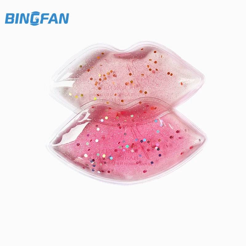 Random Delivery Hot Mini Lip Shaped Beauty Gel Ice Pack Lip Shape Cool Pack with Glitter