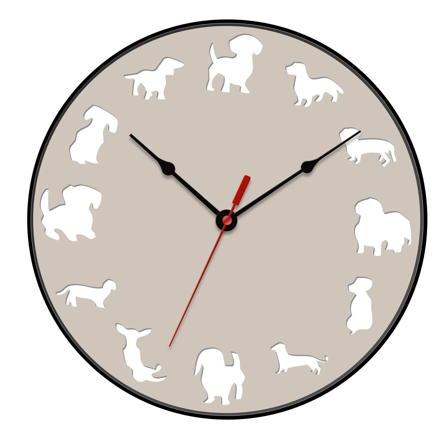Wall Clock Cat Dog Silhouette Hanging Watch Creative Pet Animal Silent Clock Home Decor Wall Watch Living Room Entryway Supplies