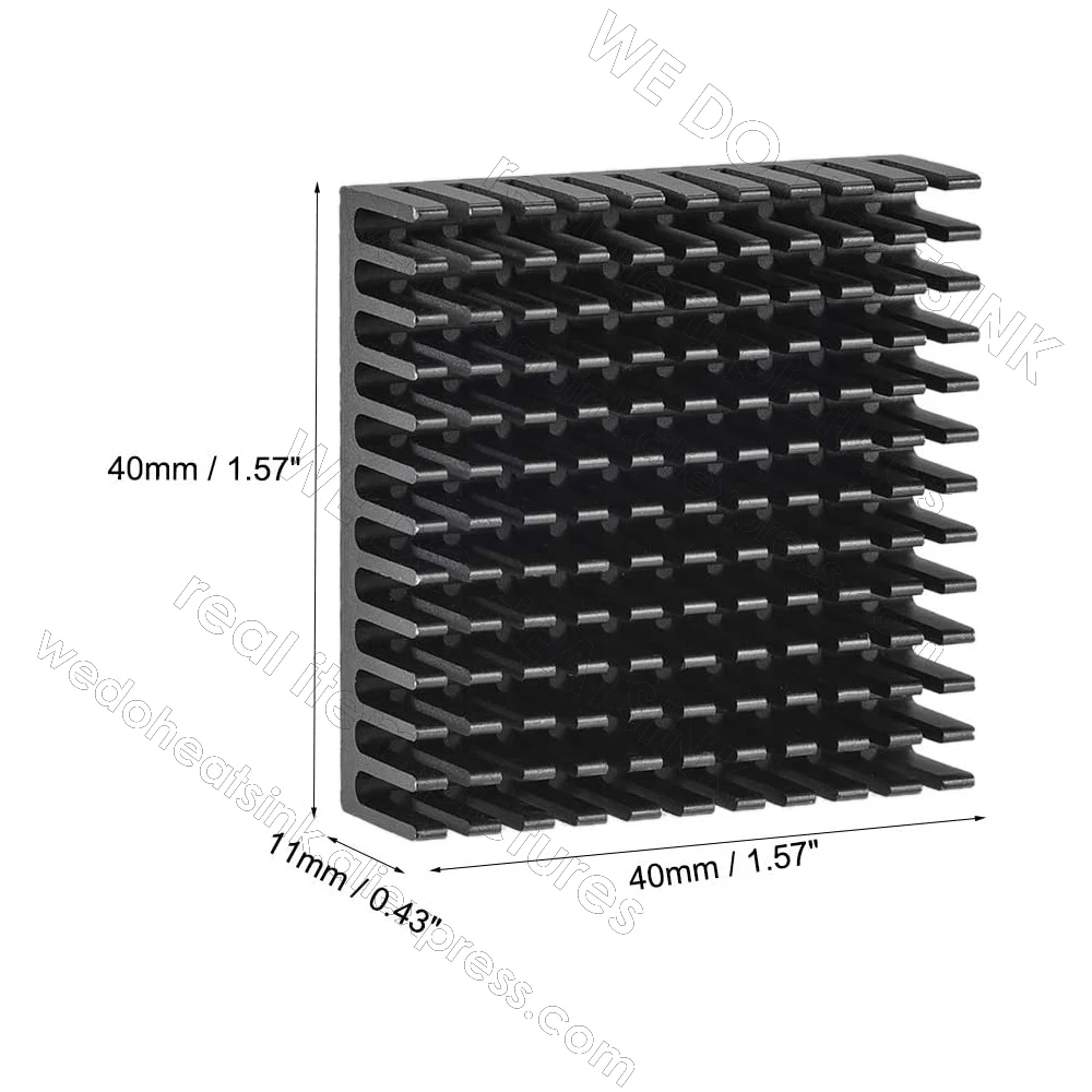 WE DO HEATSINK 알루미늄 방열판 라디에이터, 블랙 양극 산화 처리, 열 패드 포함, 40x40x11mm