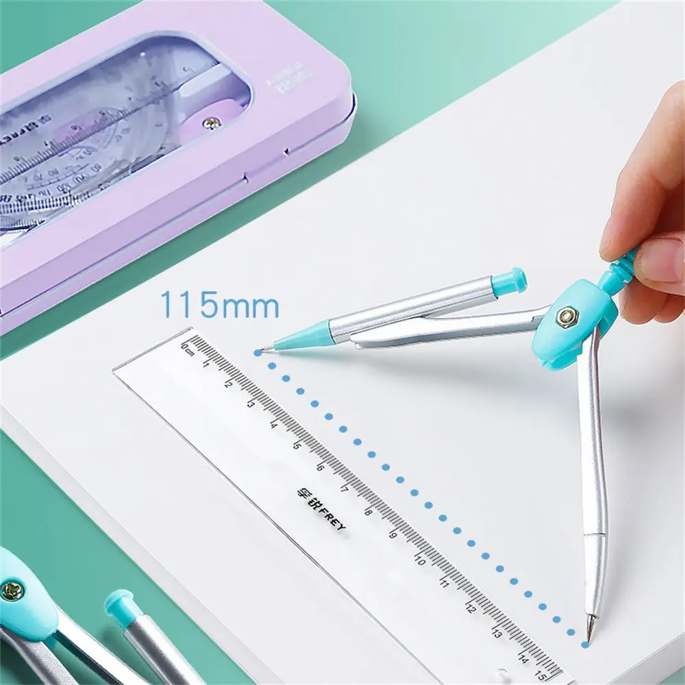 مكتب اللوازم للطلاب رسم بوصلة مثلثة مسطرة هندسية منقلة بوصلات مجموعة أداة رسم الرياضيات مسطرة مستقيمة