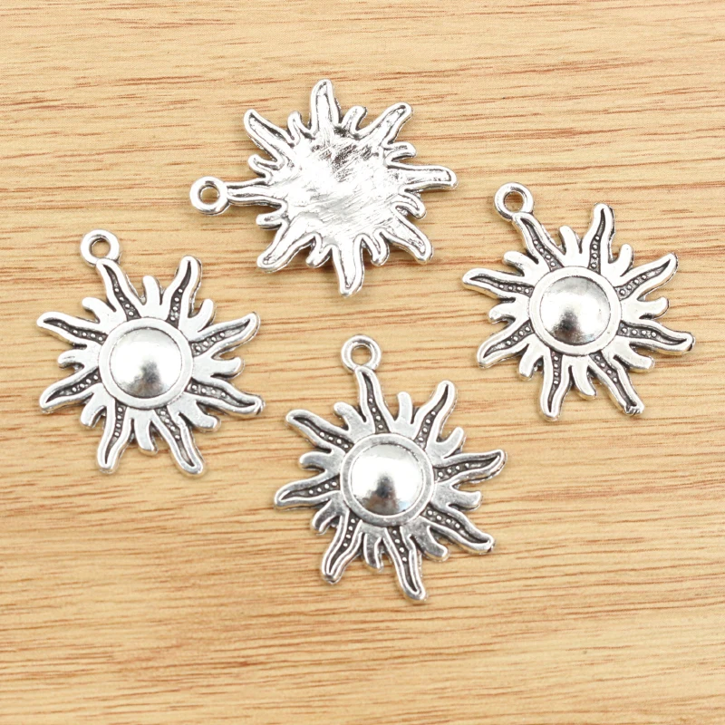 10pcs 28x24mm Charms Sun Antique Charms Pendant fit,Vintage Tibetan Silver Color DIY Jewelry Findings For Bracelet Necklace