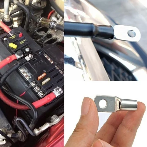 Imagen 2 del producto 70/240 Uds. Terminal de anillo Cable zapatos terminales 35mm2 terminales de cobre estañado conectores de ojo desnudos 60 terminales terminales Kit de cables de cobre