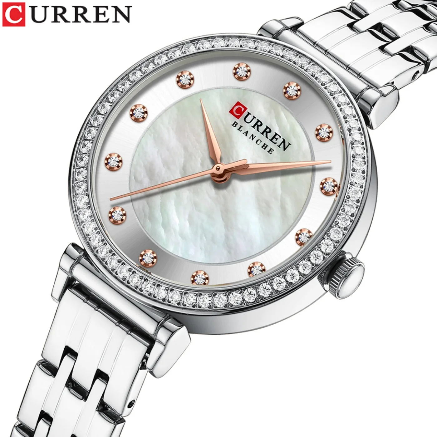 CURREN Top Brand Ladies Simple Fashion Quartz Watch Stainless Steel Classic Elegant Diamond Waterproof Ladies Watch Reloj Mujer view 5