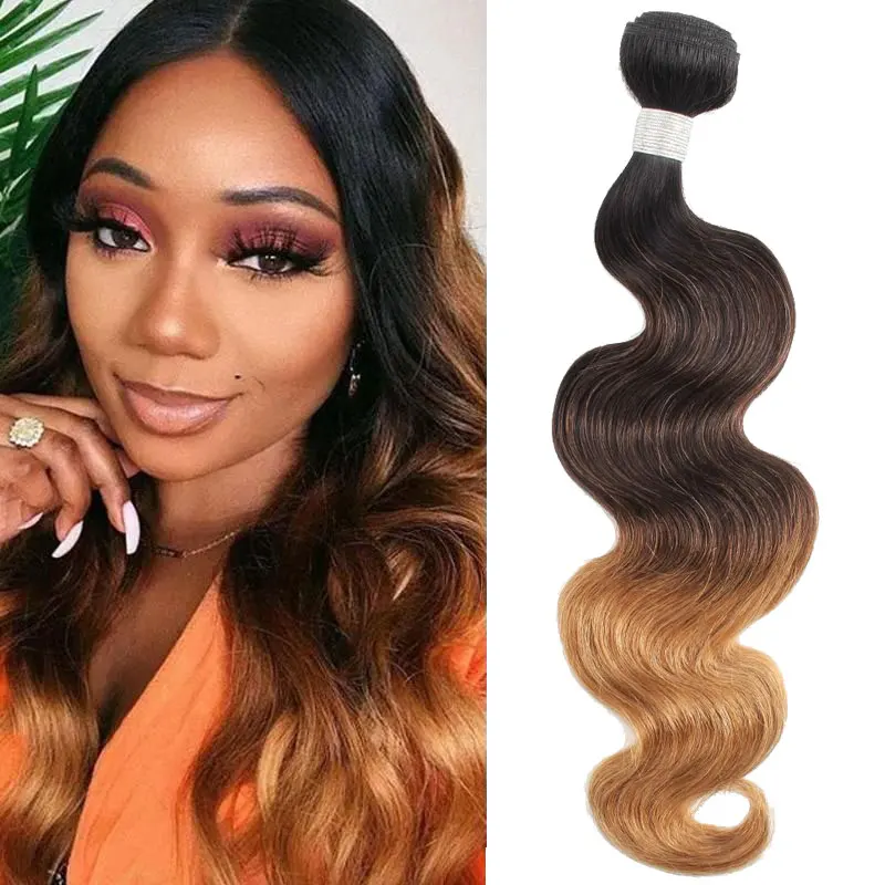 

Brazilian Body Wave Hair Weave Bundles 1b/4/27 Blonde Ombre Colored 100% Human Hair Extension Wavy Remy Hair Weaving Soft Full