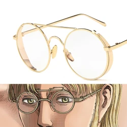 Anime Attack on Titan Zeke Jaeger Cosplay Glasses Steampunk Metal Flat Mirror Retro Round Glasses Frame Glasses Anime Glasses