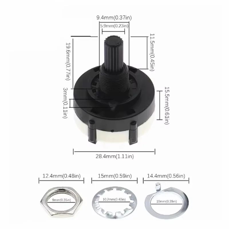 【5-1PCS】RS26 Plastic 4 Pole 3 Position Rotary Band Switch 2 Pole6 Position 1 Pole12 Handle Length 21MM Axis Band Switch