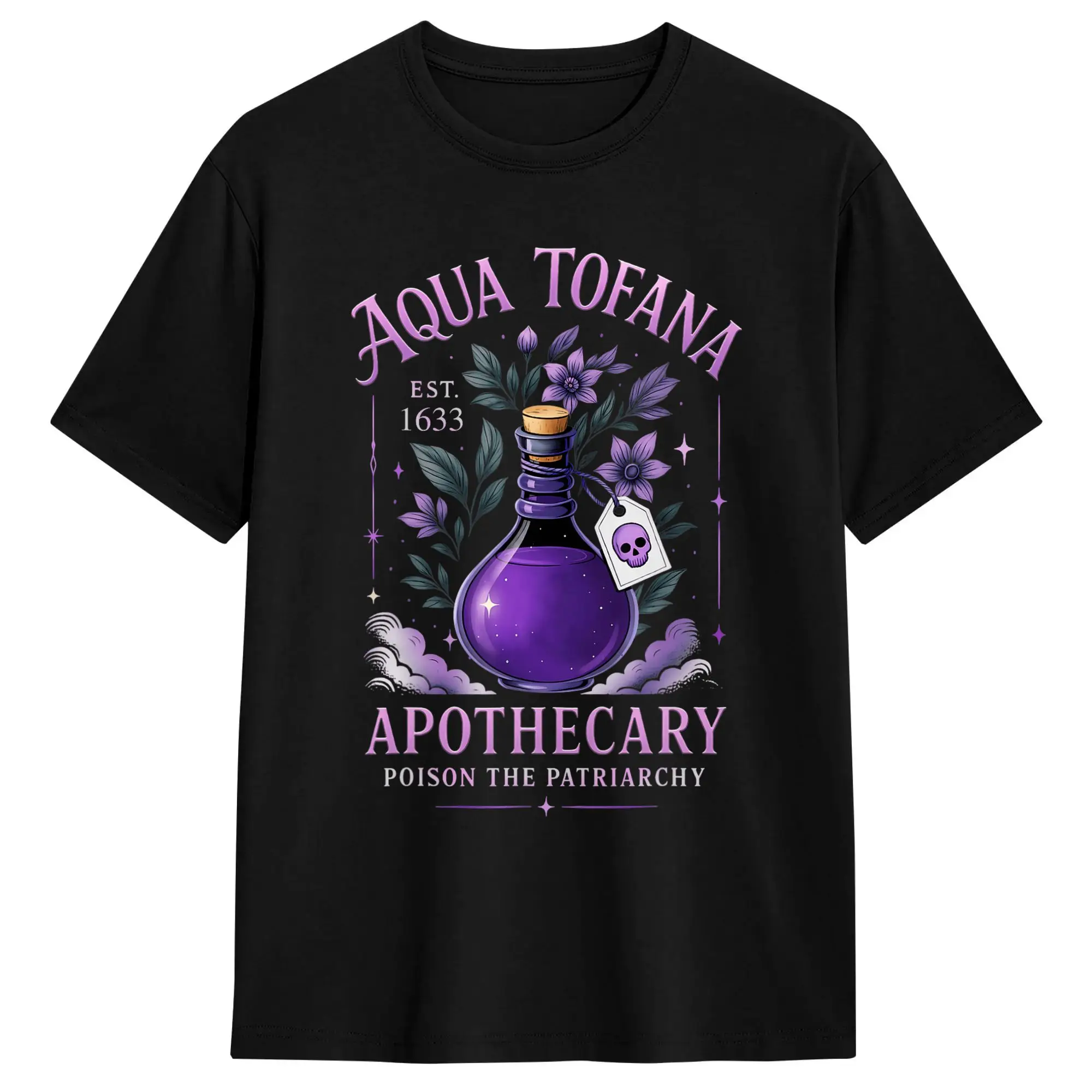 Feminist Witch Lover Empowered Aqua Tofana Apothecary T Shirt Summer  Cotton T-Shirts For Adult Casual Tee Shirt Short-Sleeve